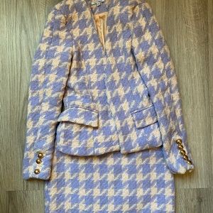 Tweed cream and lavender suit set from Fashionnova